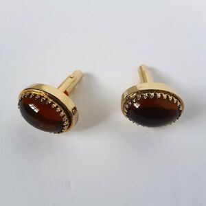 Vintage Cold Tone Brown Cufflinks